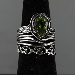 Or Paz Israel Sterling Silver Peridot Ring Size 7
